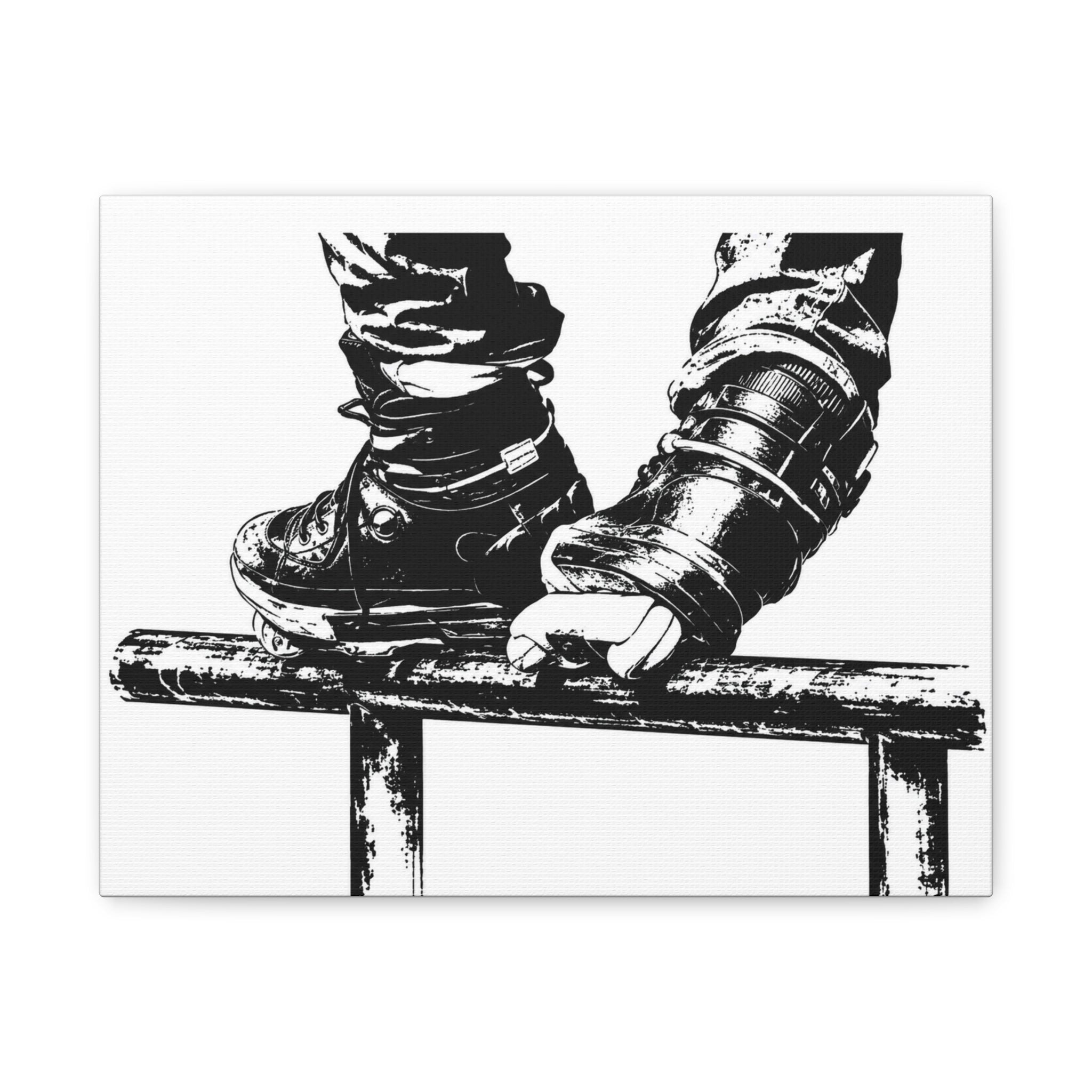 Aggressive Skates Grinding on a Rail Matte Canvas Print