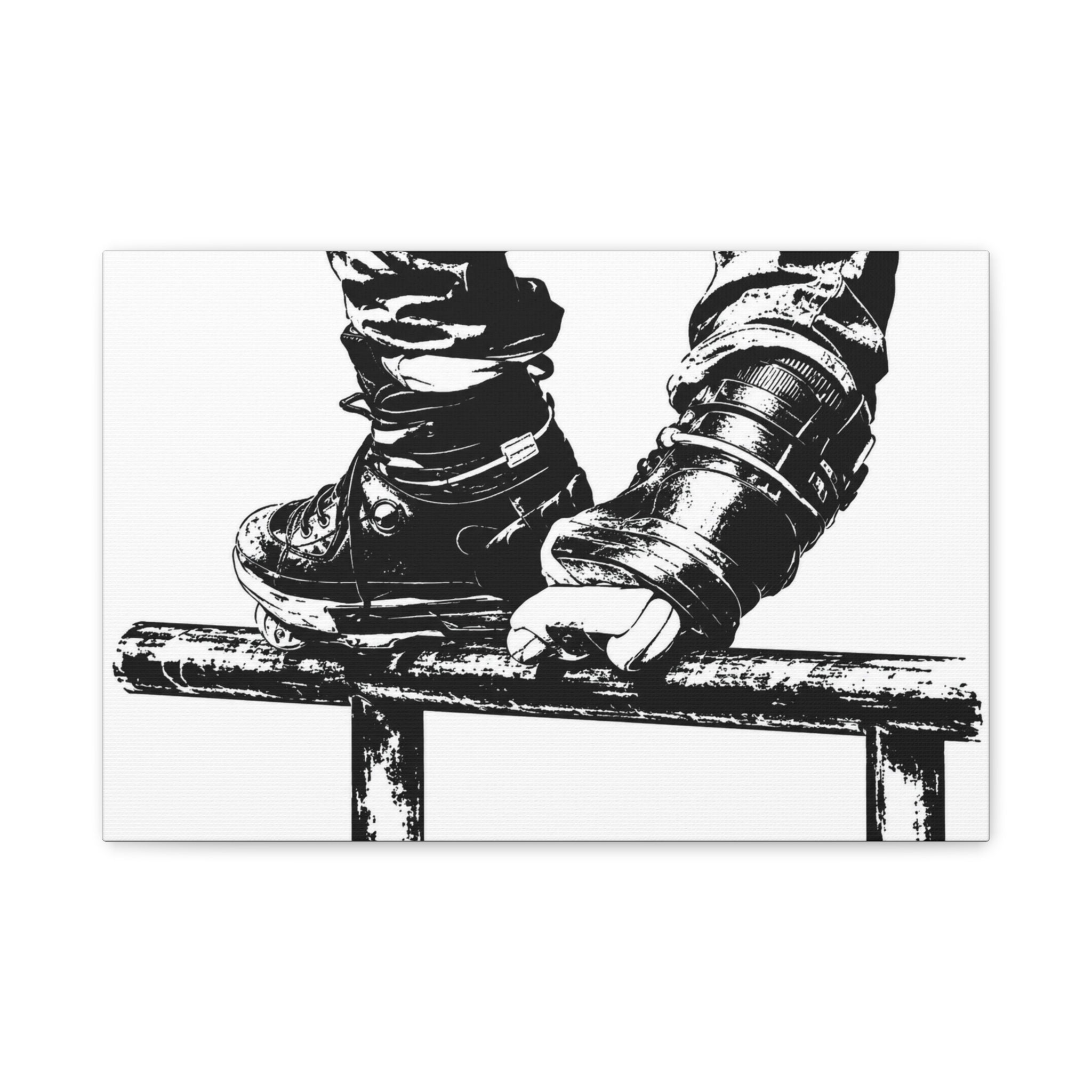 Aggressive Skates Grinding on a Rail Matte Canvas Print