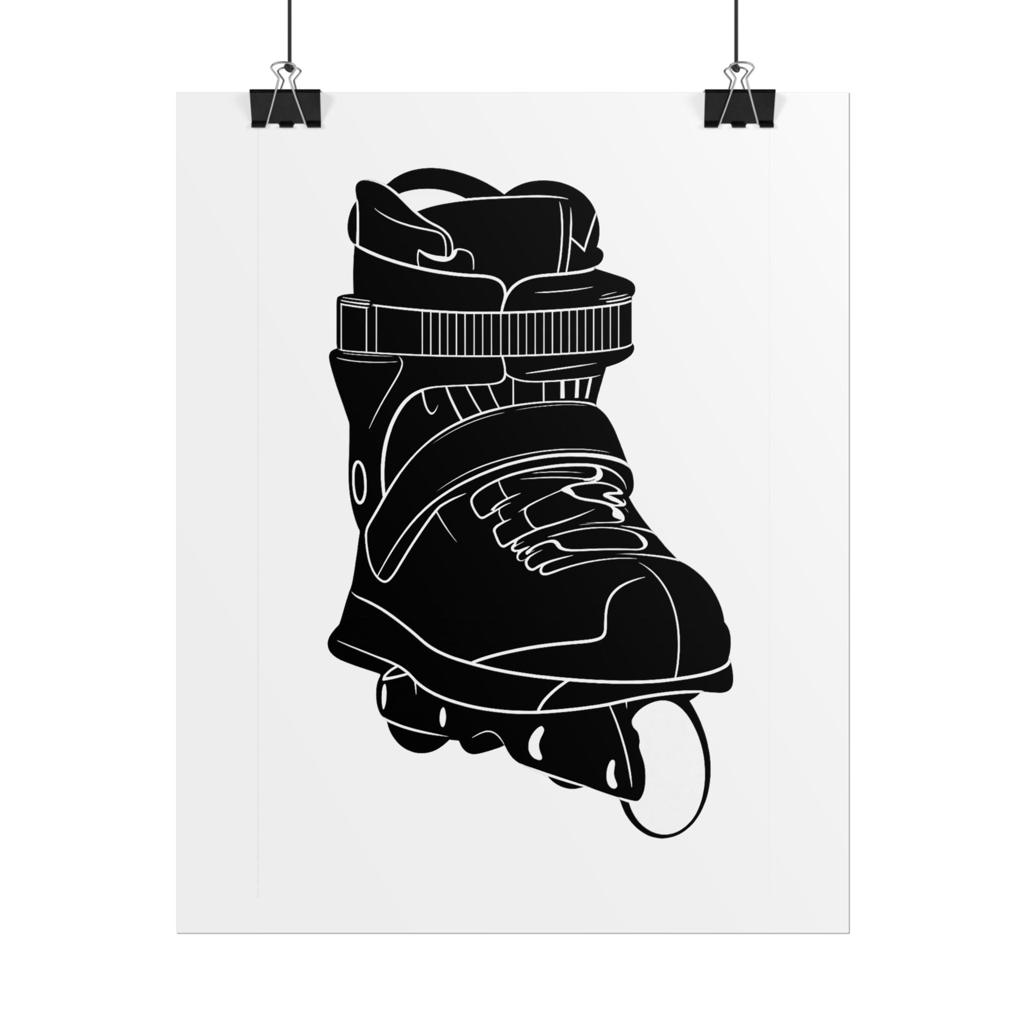 Inline Skate Front Black & White Rolled Poster