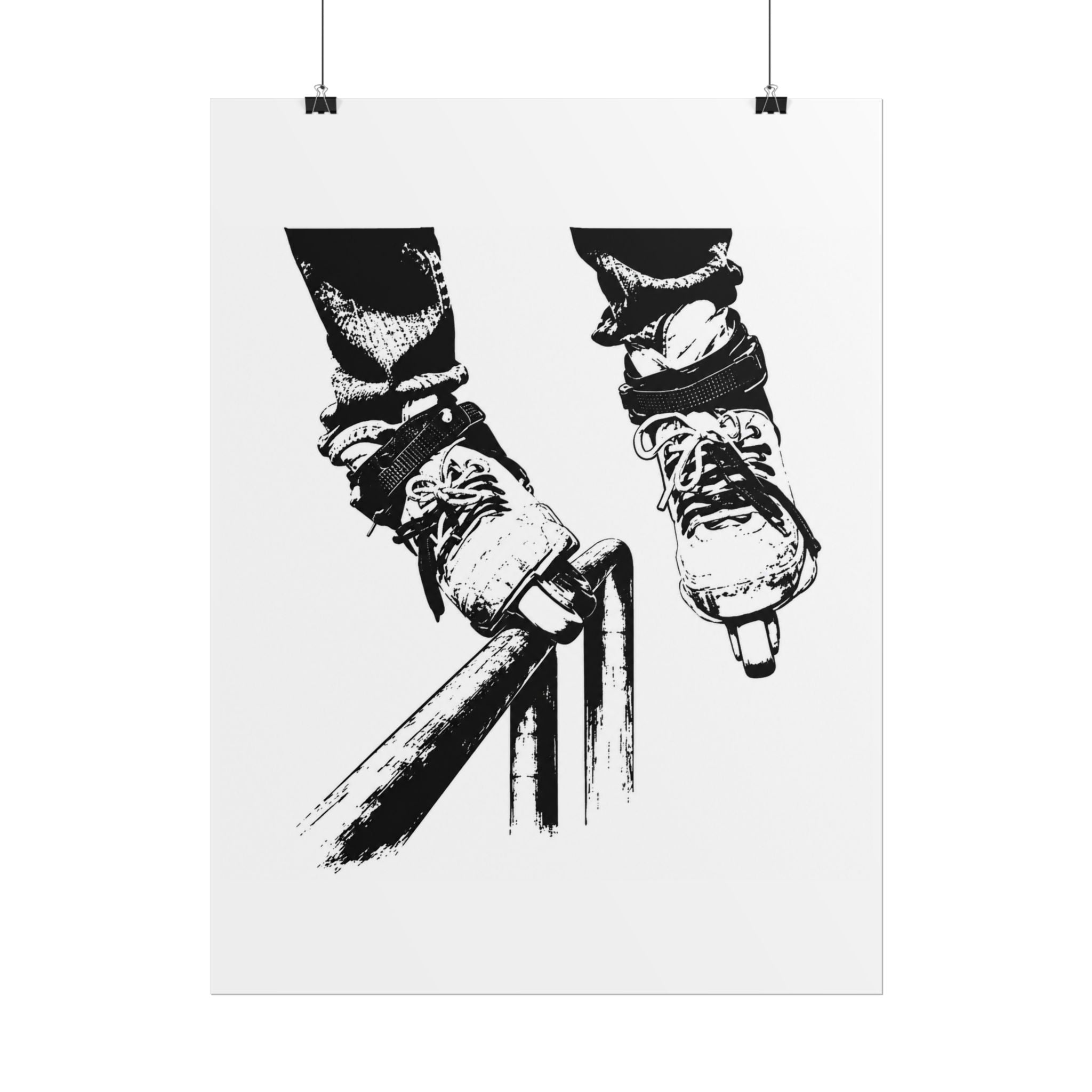 Inline Skates single Grinding Black & White Rolled Poster