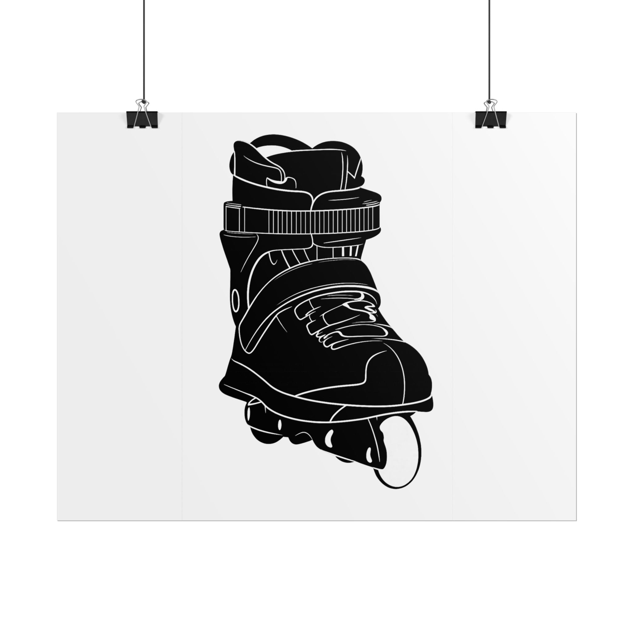 Inline Skate Front Black & White Rolled Poster