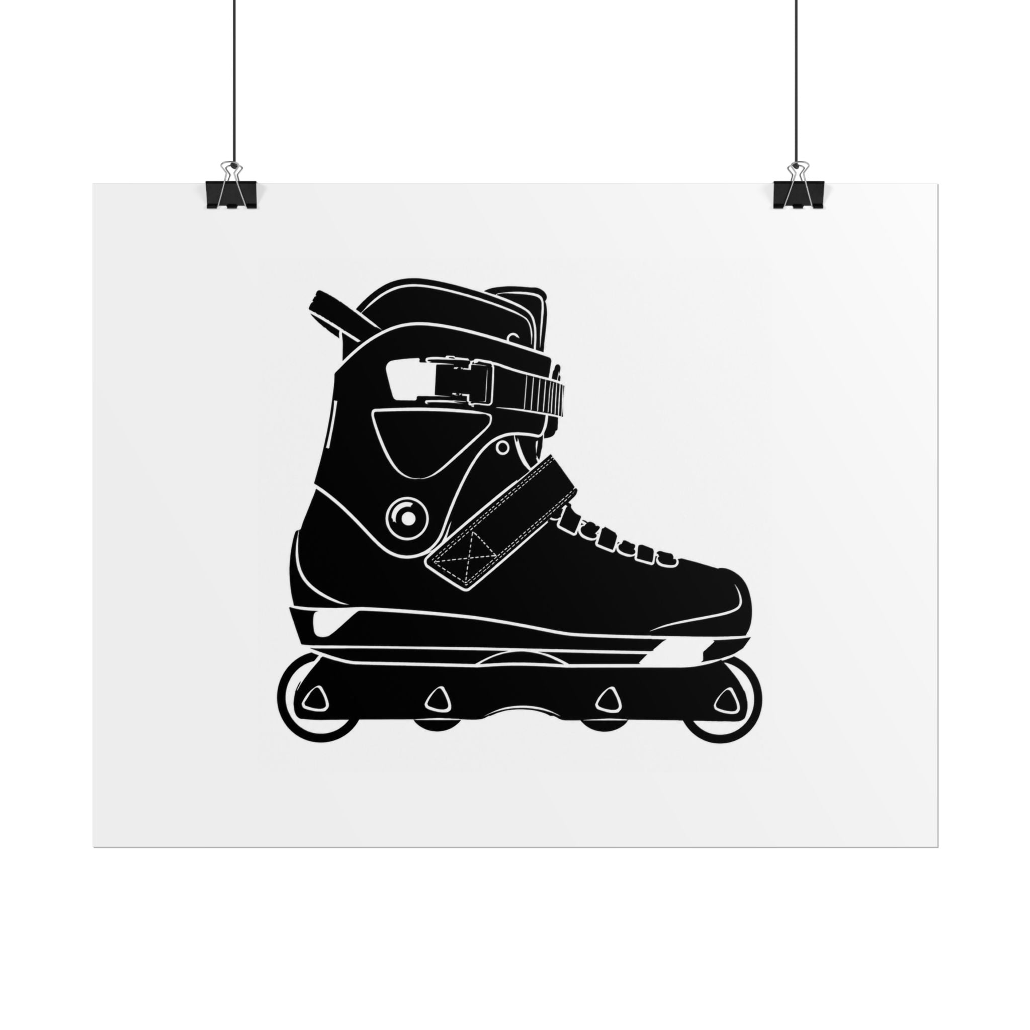 Inline Skate Side Black & White Rolled Poster