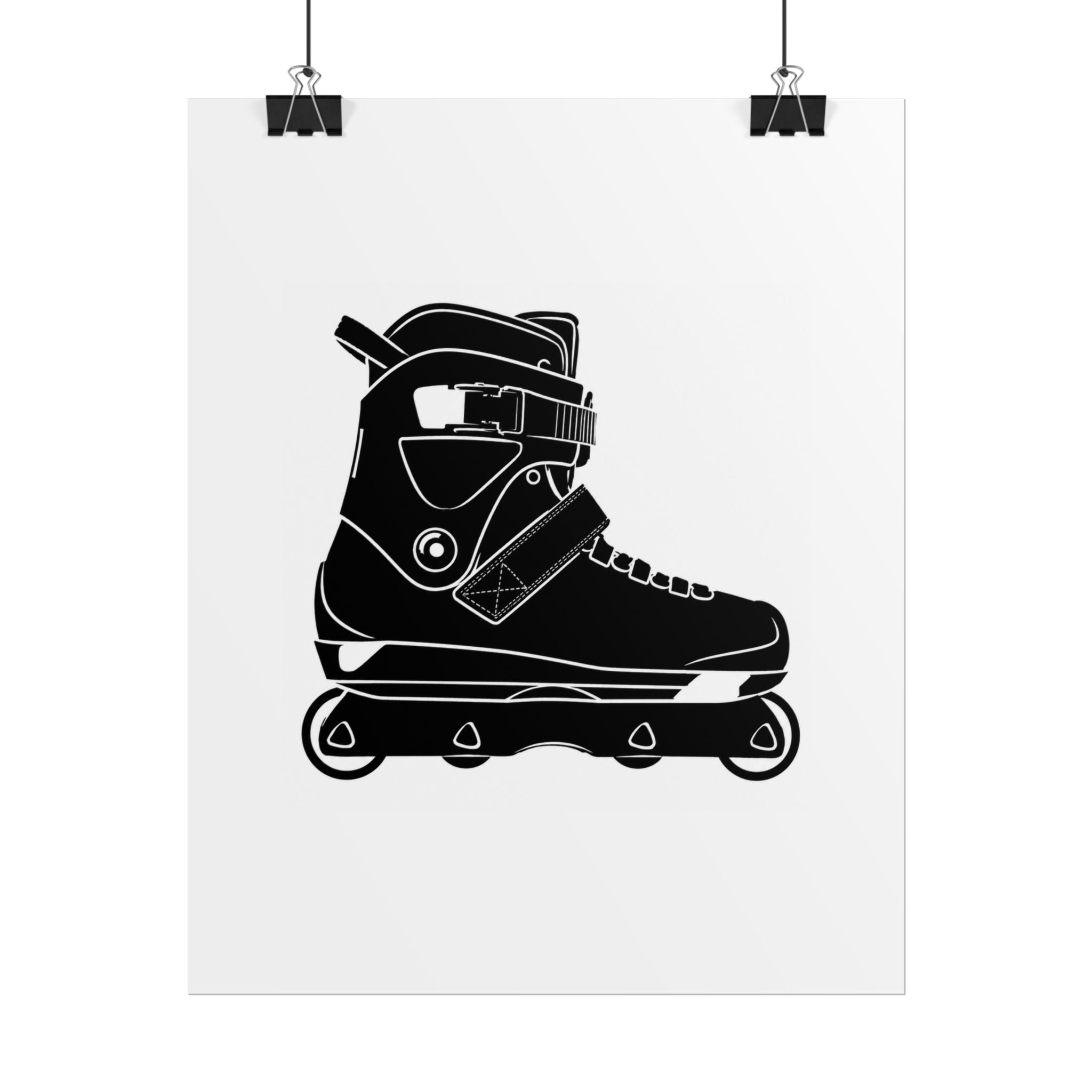 Inline Skate Side Black & White Rolled Poster