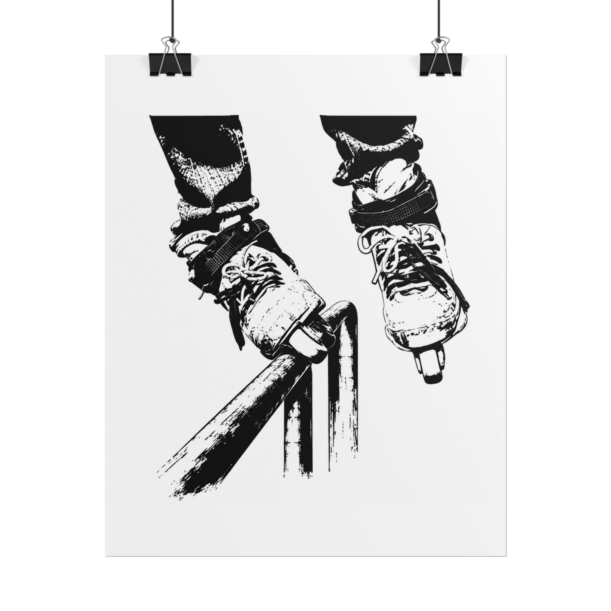 Inline Skates single Grinding Black & White Rolled Poster