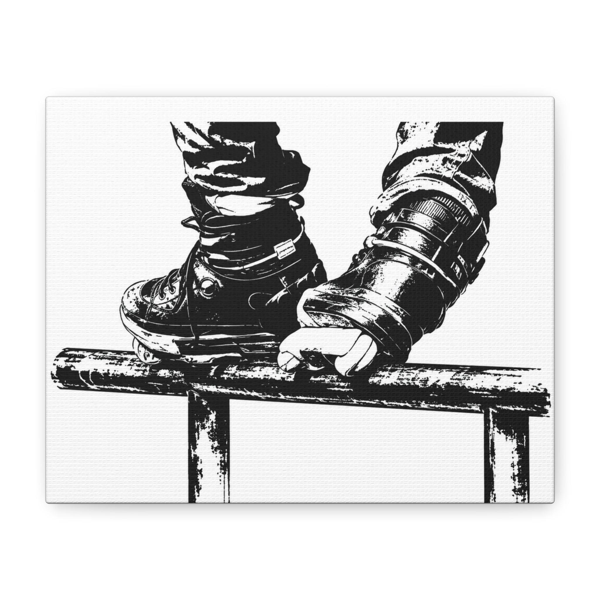 Aggressive Skates Grinding on a Rail Matte Canvas Print